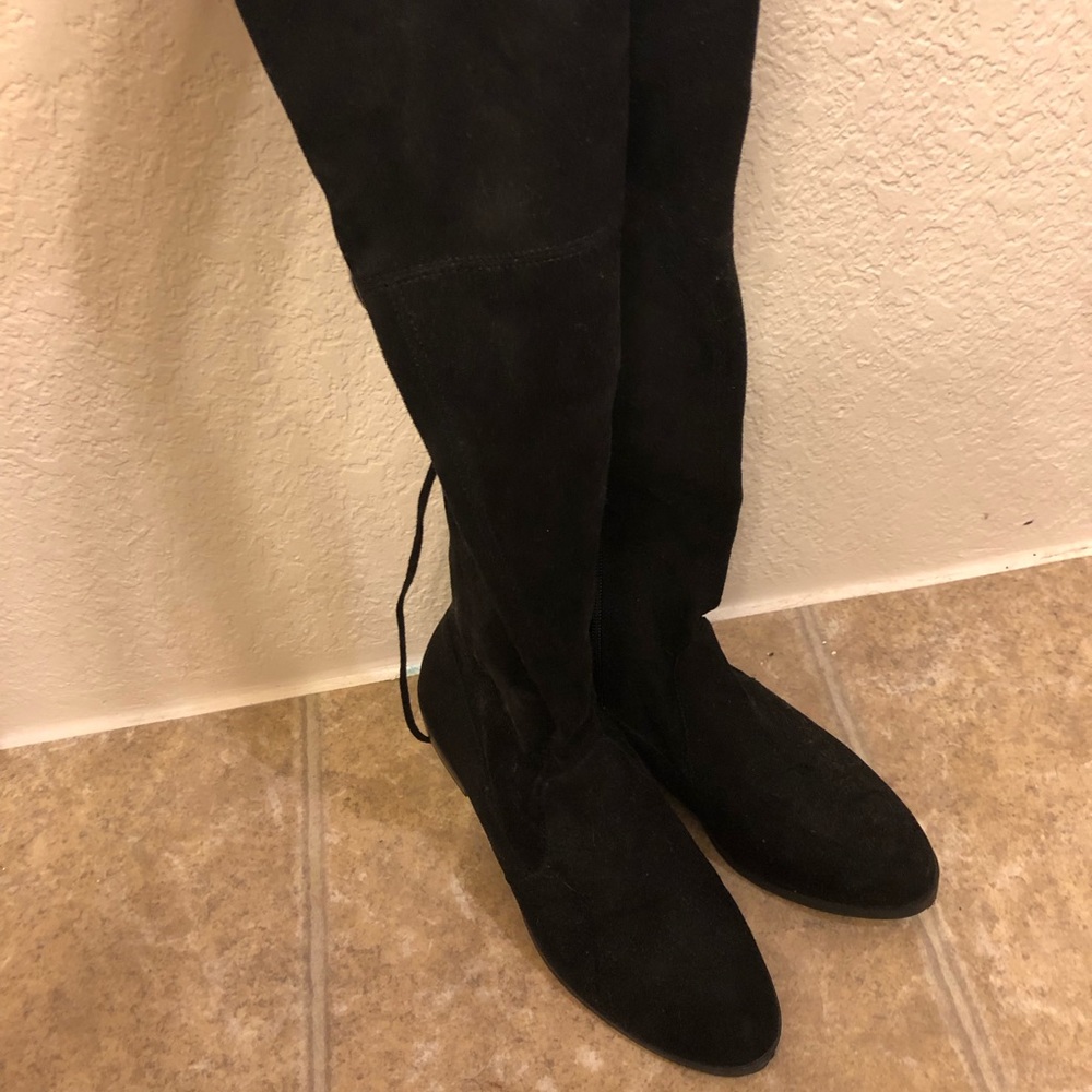 Black thigh high boots